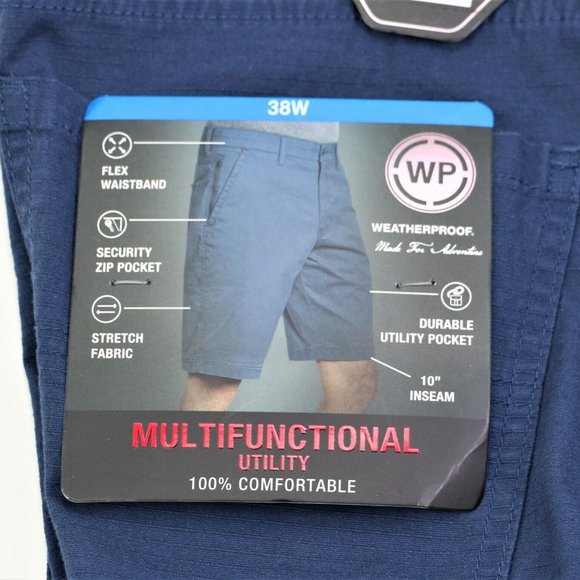 New Weatherproof  Size 44  Men's Ripstop Utility Shorts10" Inseam Storm Blue WP - Picture 5 of 12